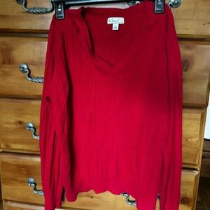 Karen Scott Vibrant Red V-Neck Sweater